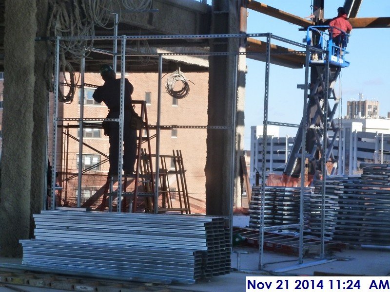 Continued constructing metal racks for the electrical equipment at the 4th floor